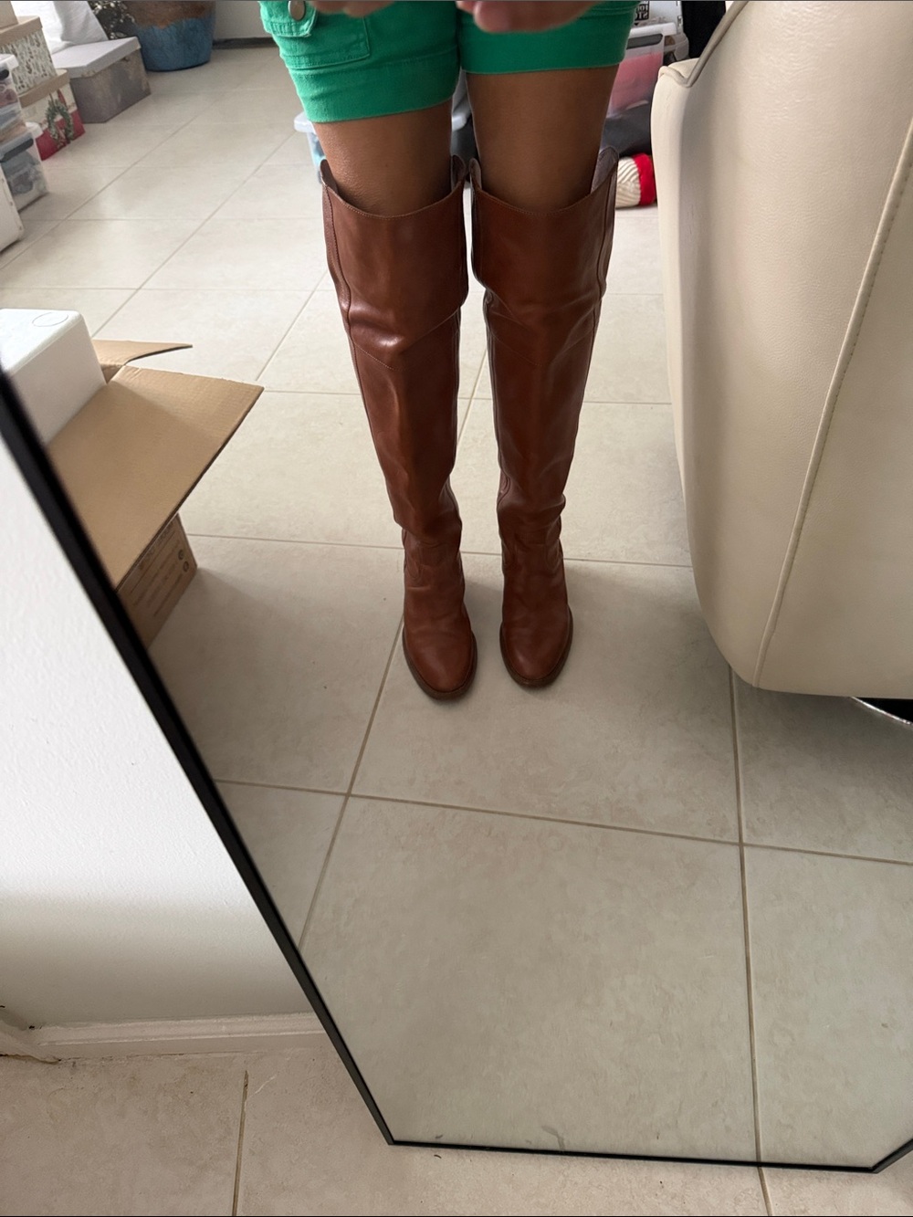 Ralph Lauren Brown Leather Over-the-Knee Boots